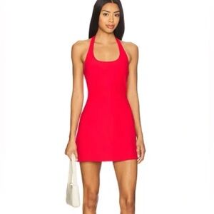Red Halter Mini Dress by Beyond Yoga
